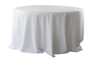 White Polyester Round Tablecloth