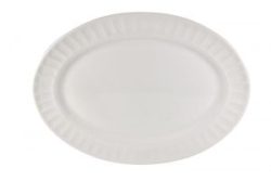 White Beaded Rim Oval Platter, 14" x 10"