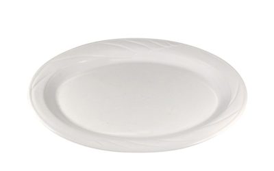 White Patterned Rim Oval Platter, 16" x 12"