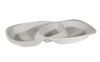 White Oval Three Section Platter, 17.5 x-8