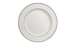 8" White Round Double Platinum Rim Dinner Plate