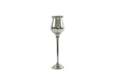 Silver Mercury Glass Rhinestone Rim Candle Holder