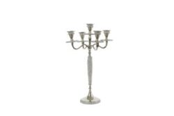 Silver Rhinestone 5 Arm Candelabra Candle Holder