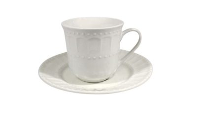 White Beaded Rim Coffee/Tea Cup and Saucer